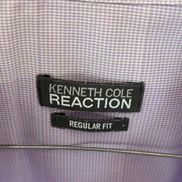 Kenneth Cole Reaction Lavender Dress Shirt; 17.5/ 34-35/ Regular Fit - Picture 3 of 5